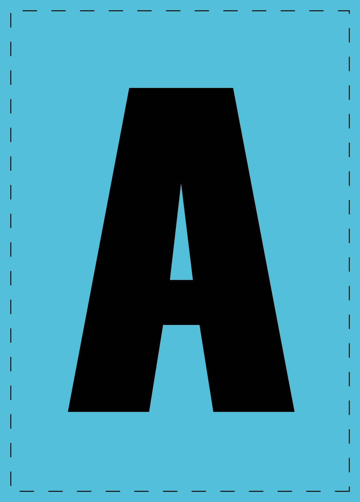 Buchstabe A Klebebuchstaben und Zahlenaufkleber schwarze Schrift BLAU Hintergrund ES-BGPVC-A-50