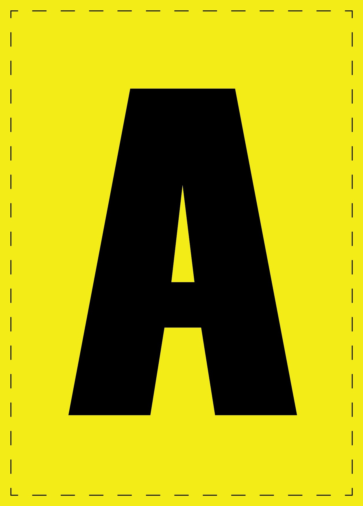 Buchstabe A Klebebuchstaben und Zahlenaufkleber schwarze Schrift gelber Hintergrund ES-BGPVC-A-3