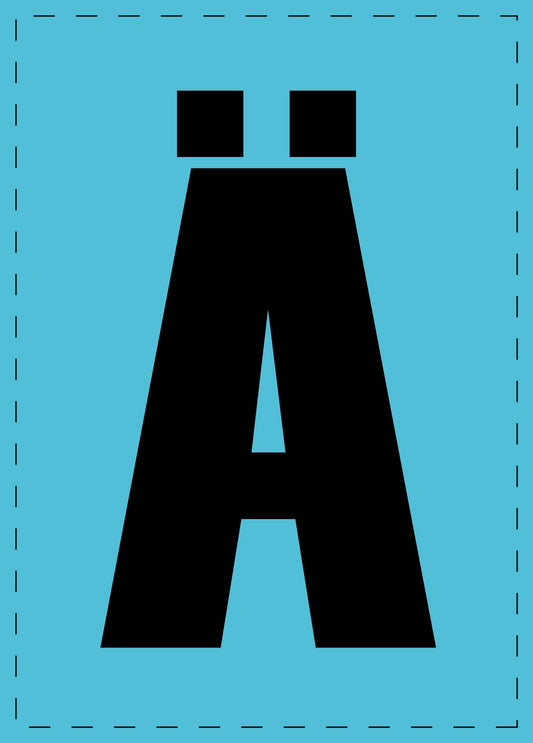 Buchstabe Ä Klebebuchstaben und Zahlenaufkleberschwarze Schrift blauer Hintergrund  ES-BGPVC-AE-50