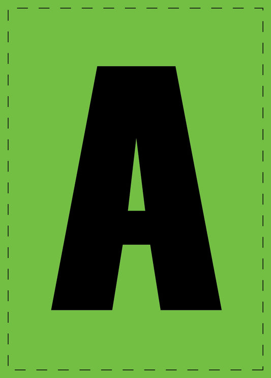 Buchstabe "A" Klebebuchstaben und Zahlenaufkleber  schwarze Schrift grüner Hintergrund  ES-BGPVC-A