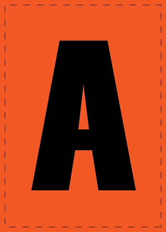 Klebebuchstaben "A" und Zahlenaufkleber schwarze Schrift orange Hintergrund  ES-BGPVC-A