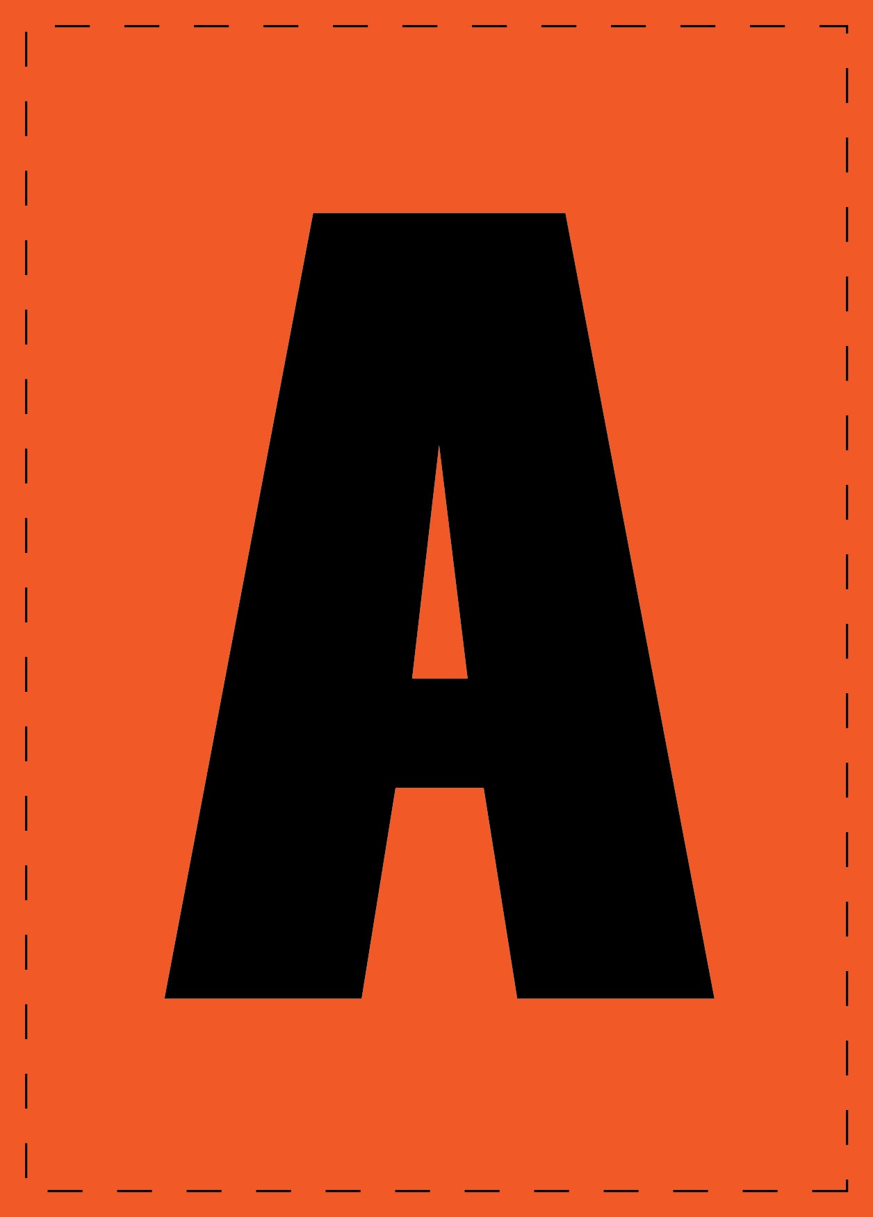 Klebebuchstaben "A" und Zahlenaufkleber schwarze Schrift orange Hintergrund  ES-BGPVC-A