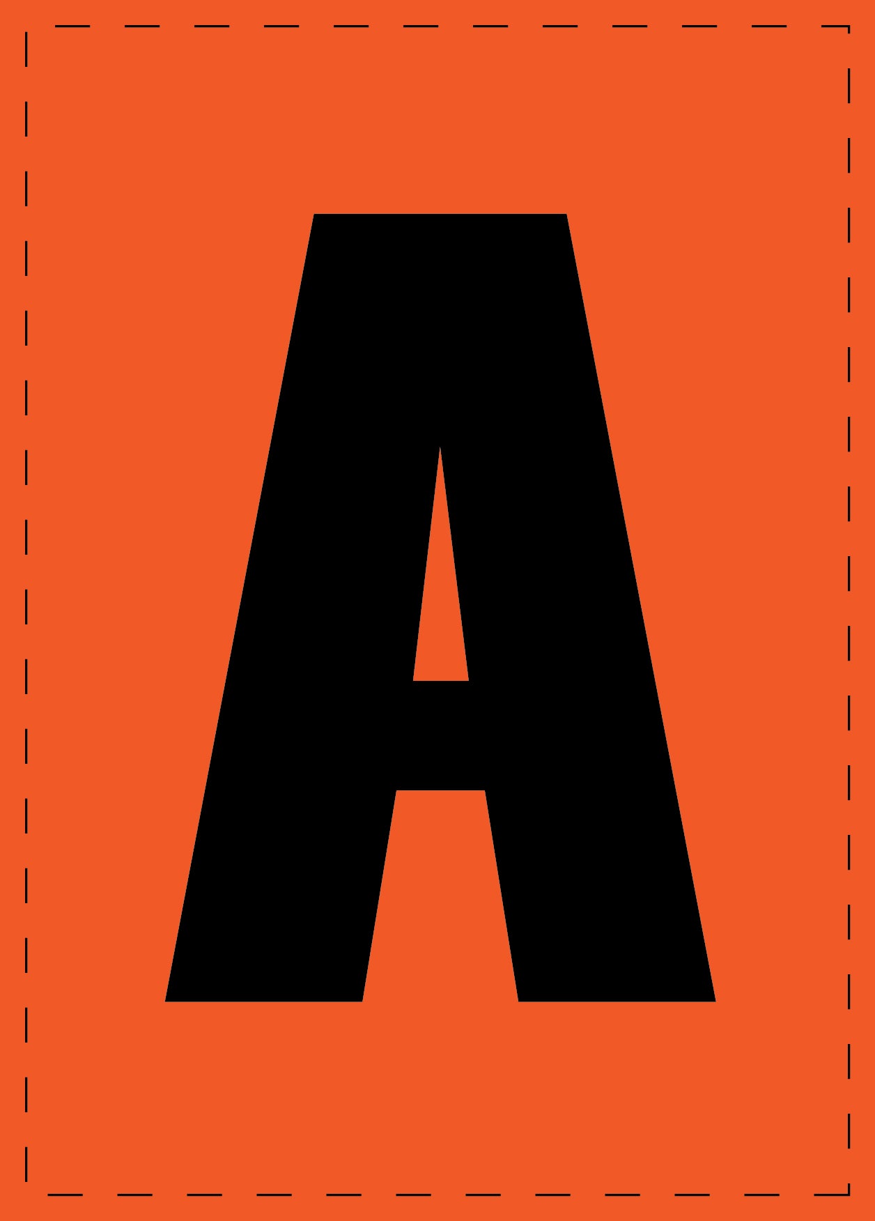 Buchstabe A Klebebuchstaben und Zahlenaufkleber schwarze Schrift oranger Hintergrund ES-BGPVC-A-8