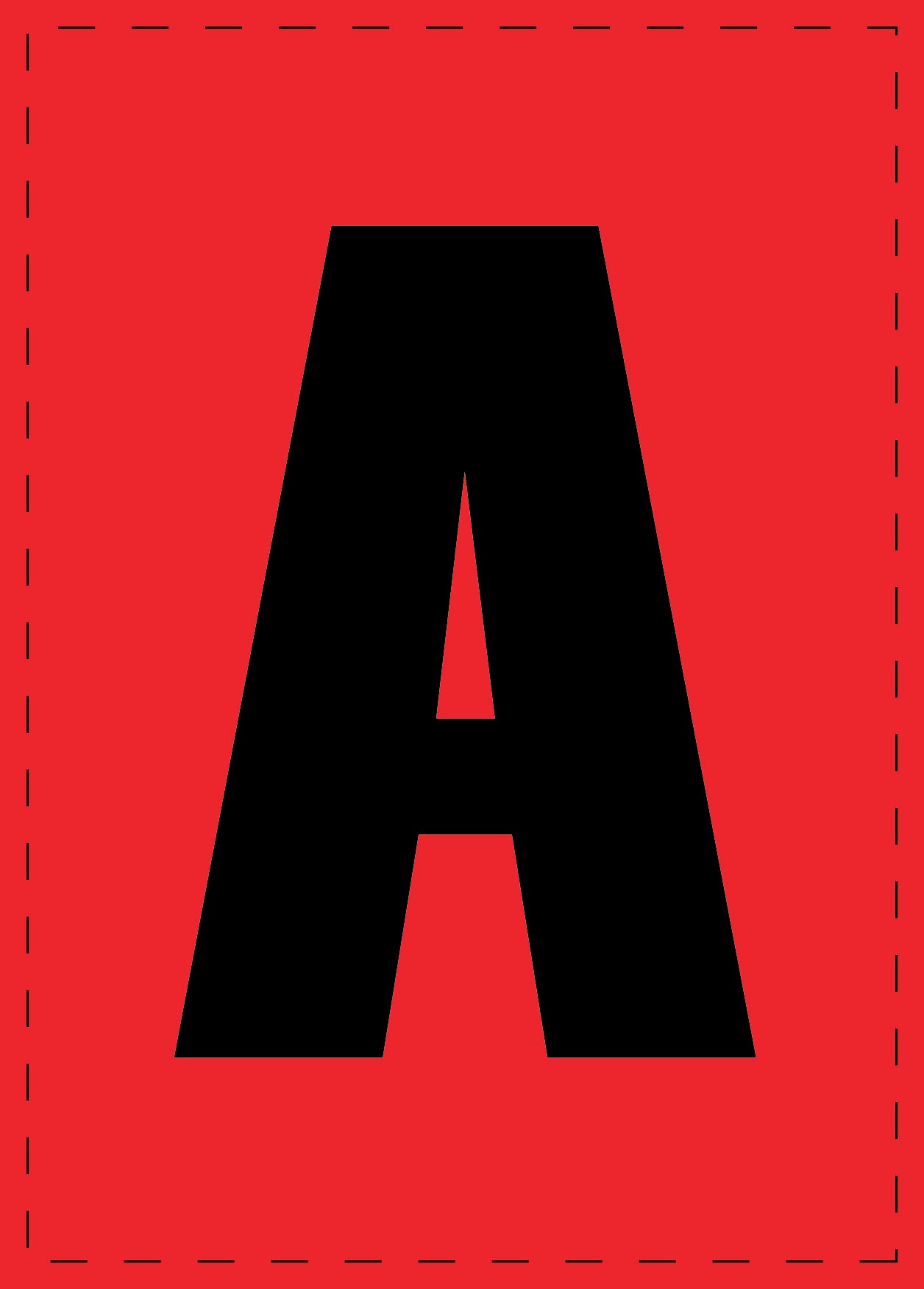 Buchstabe A Klebebuchstaben und Zahlenaufkleber schwarze Schrift roter Hintergrund ES-BGPVC-A-14