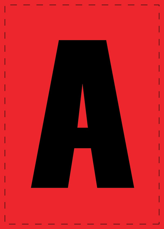 Buchstabe A Klebebuchstaben und Zahlenaufkleber schwarze Schrift roter Hintergrund  ES-BGPVC-A