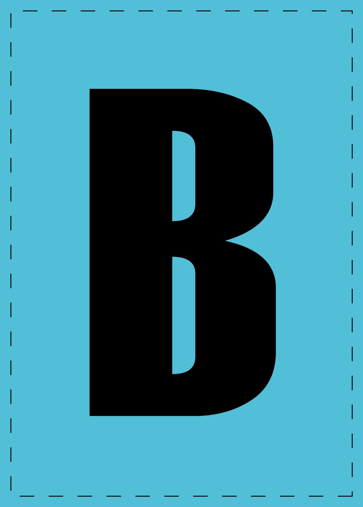 Buchstabe B Klebebuchstaben und Zahlenaufkleber schwarze Schrift BLAU Hintergrund ES-BGPVC-B-50