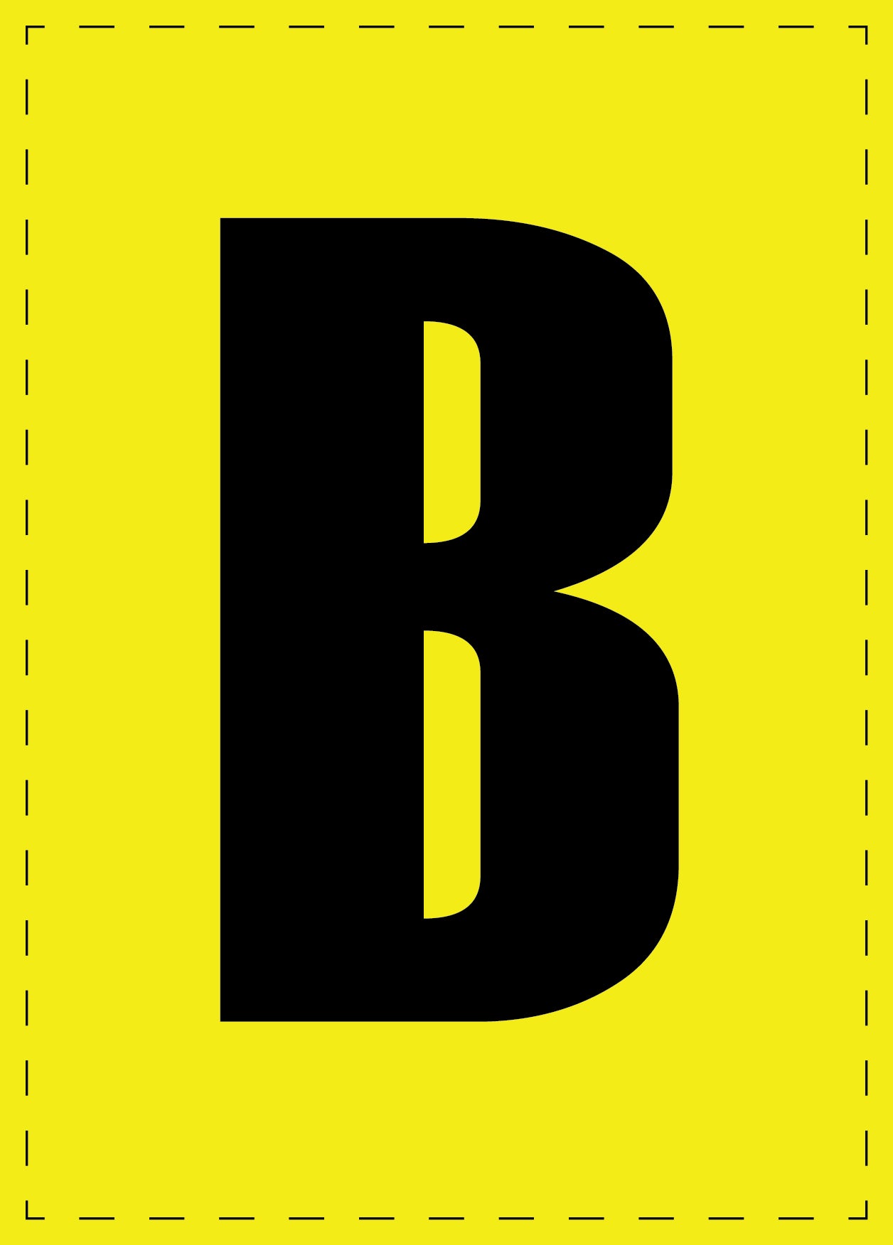 Buchstabe B Klebebuchstaben und Zahlenaufkleber schwarze Schrift gelber Hintergrund ES-BGPVC-B-3