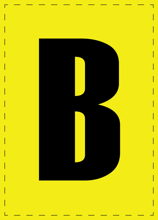 Buchstabe B Klebebuchstaben und Zahlenaufkleber schwarze Schrift gelber Hintergrund  ES-BGPVC-B-3