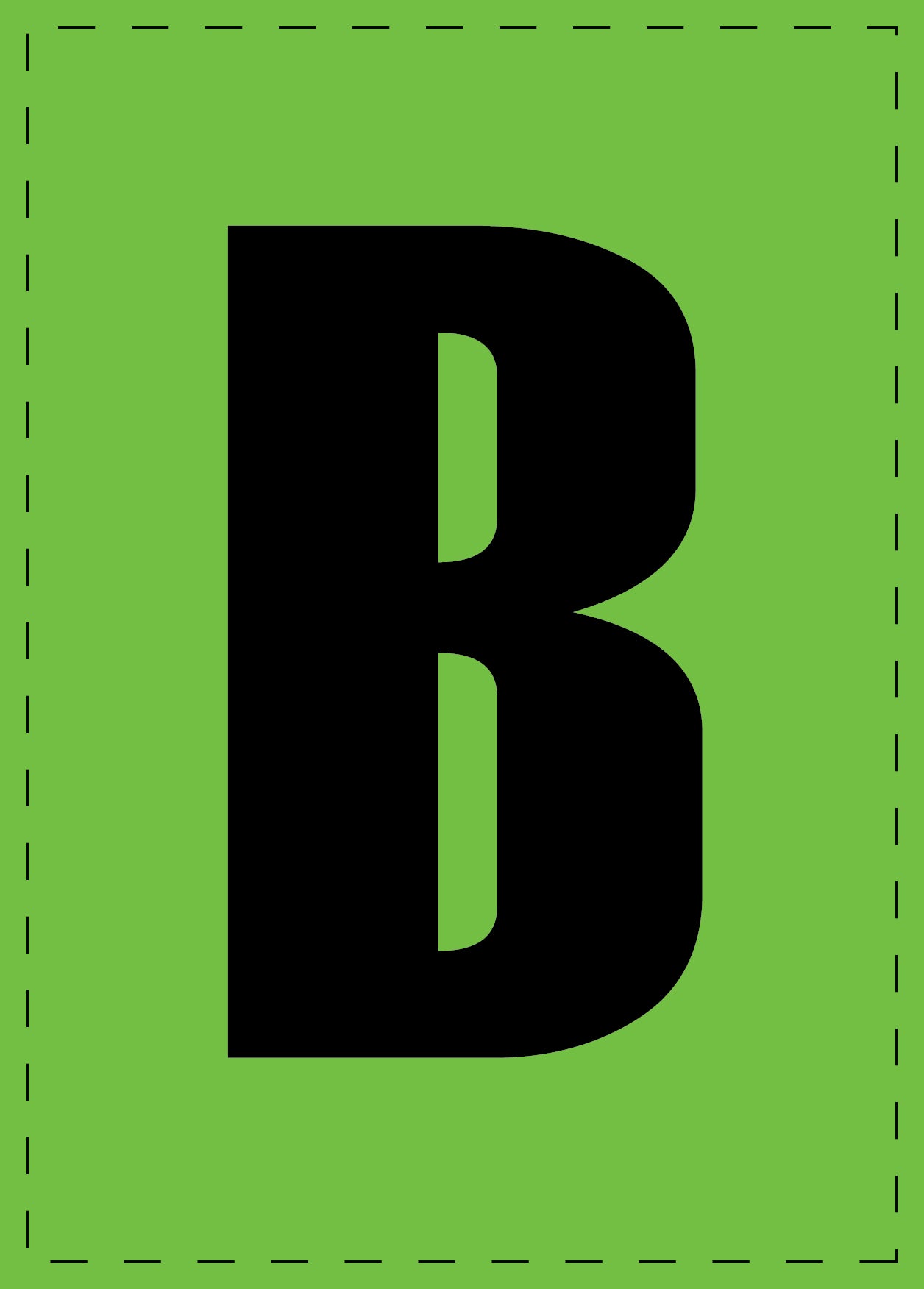 Buchstabe "B" Klebebuchstaben und Zahlenaufkleber schwarze Schrift grüner Hintergrund ES-BGPVC-B