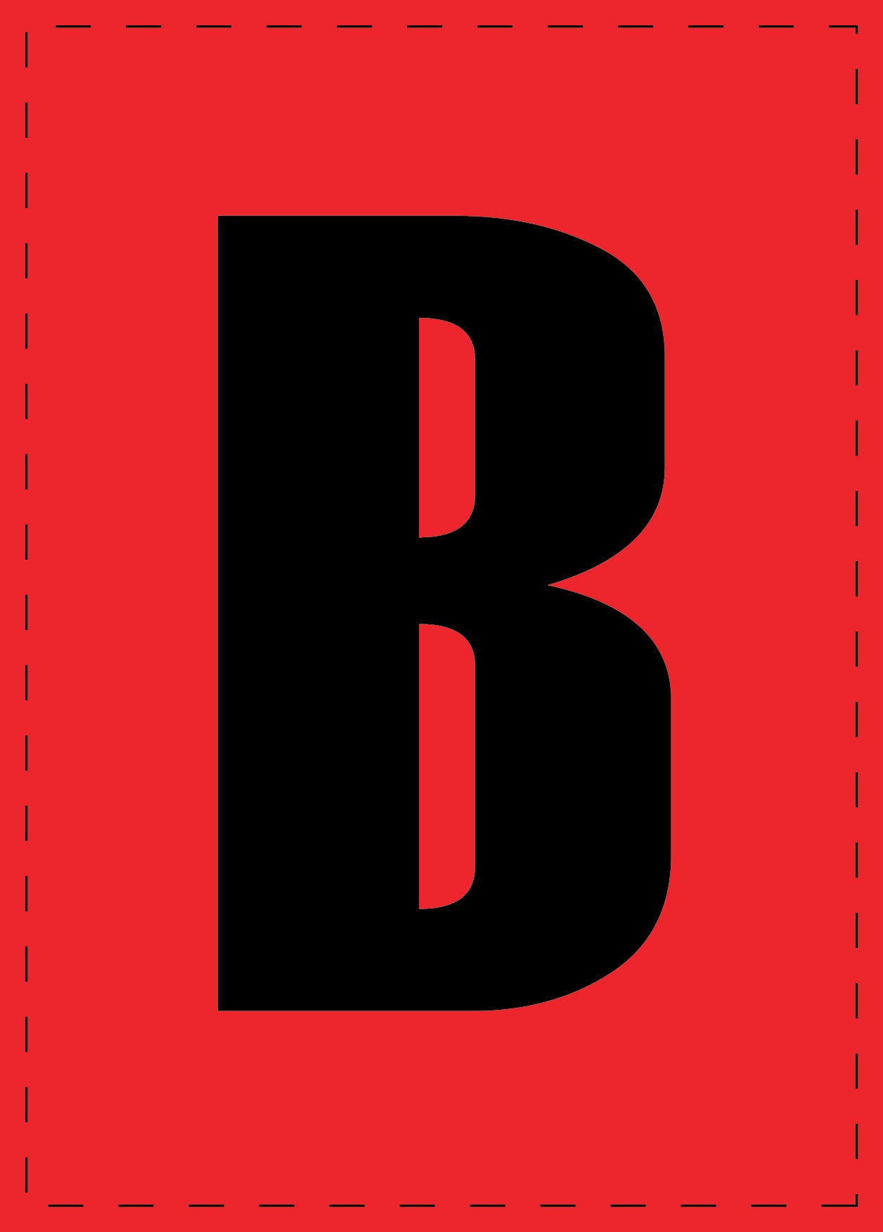 Buchstabe B Klebebuchstaben und Zahlenaufkleber schwarze Schrift roter Hintergrund ES-BGPVC-B