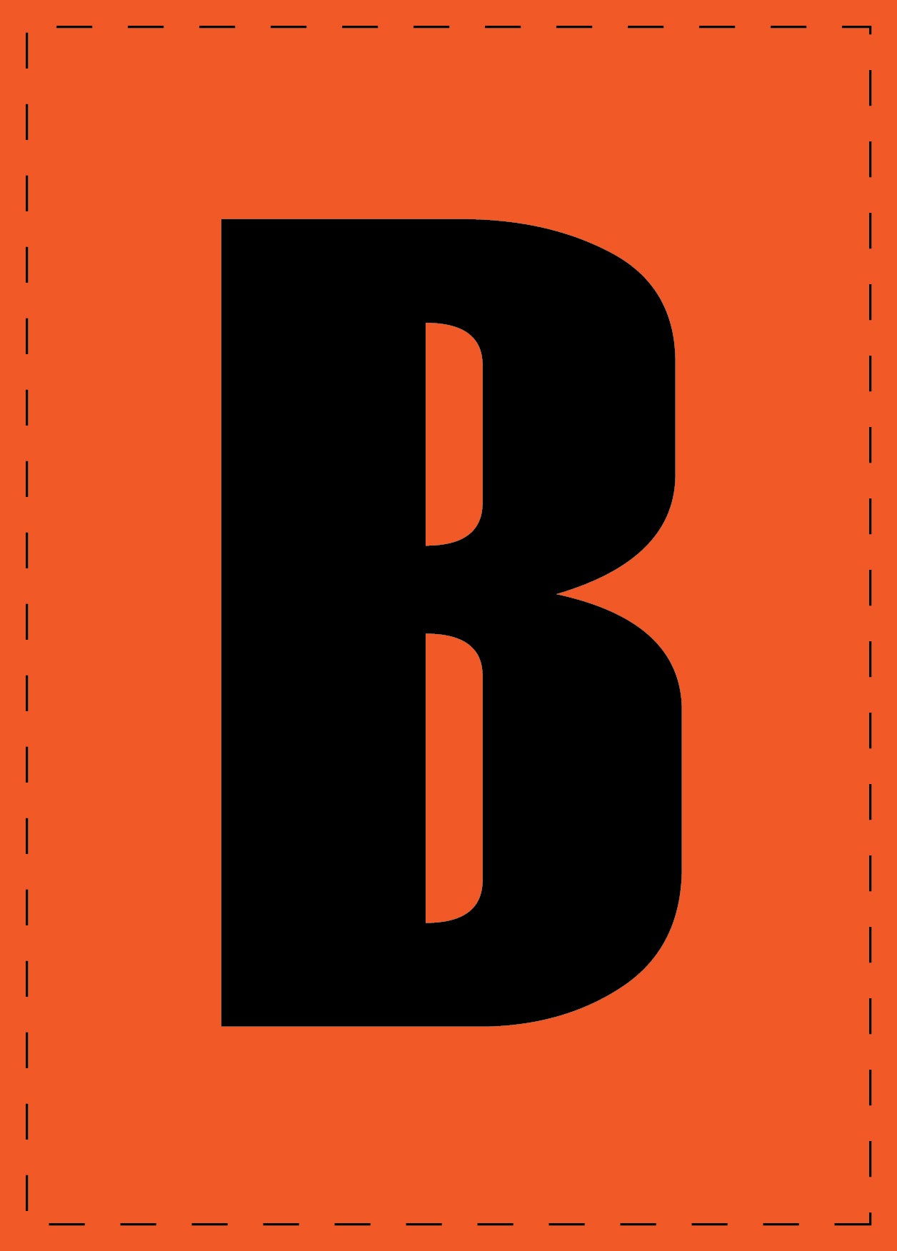 Klebebuchstaben "B" und Zahlenaufkleber schwarze Schrift orange Hintergrund ES-BGPVC-B