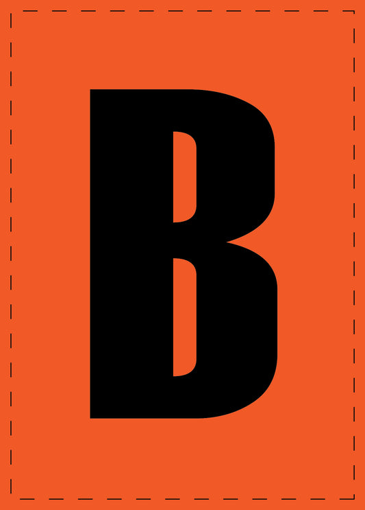 Klebebuchstaben "B" und Zahlenaufkleber schwarze Schrift orange Hintergrund  ES-BGPVC-B