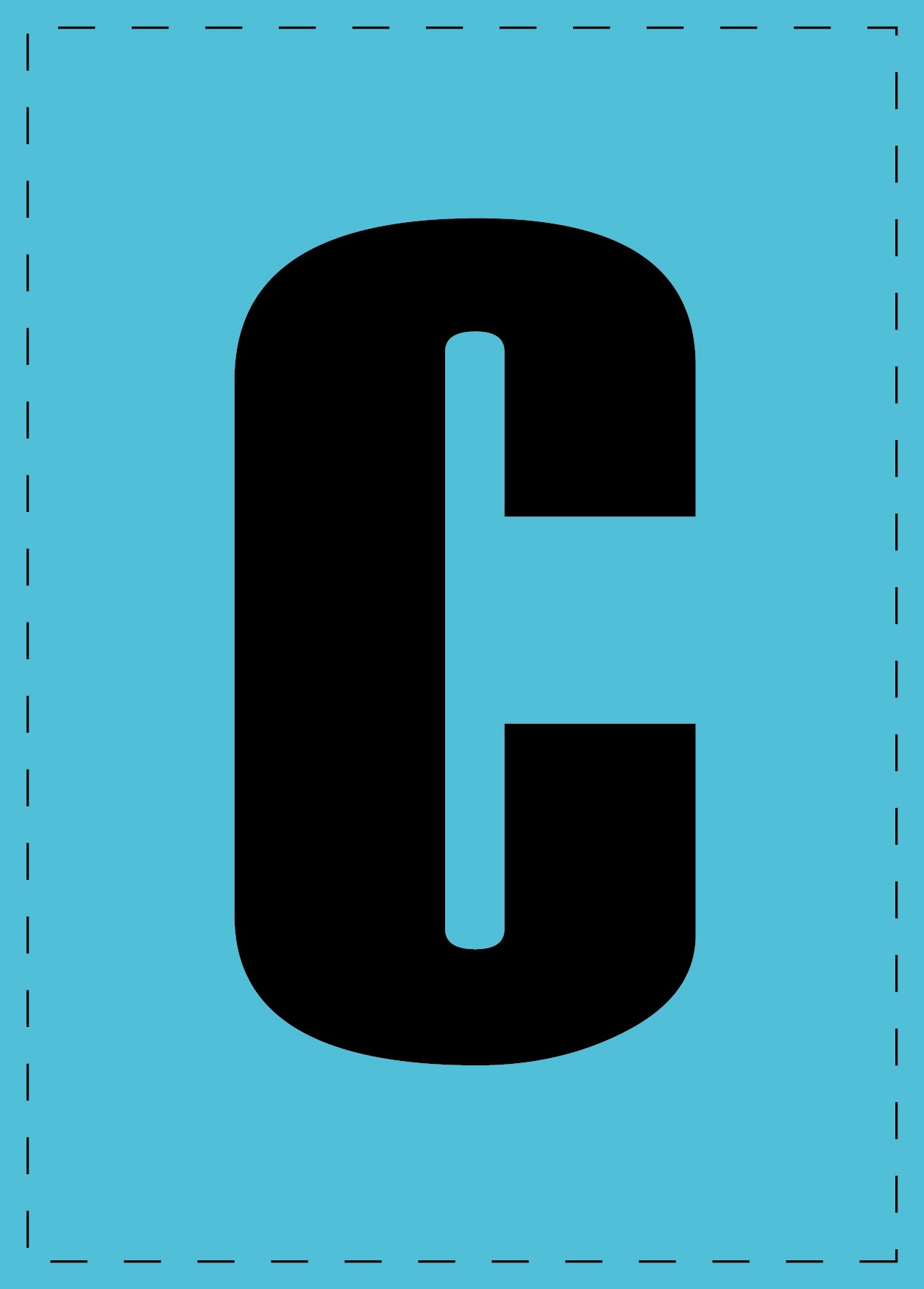 Buchstabe C Klebebuchstaben und Zahlenaufkleber schwarze Schrift BLAU Hintergrund ES-BGPVC-C-50