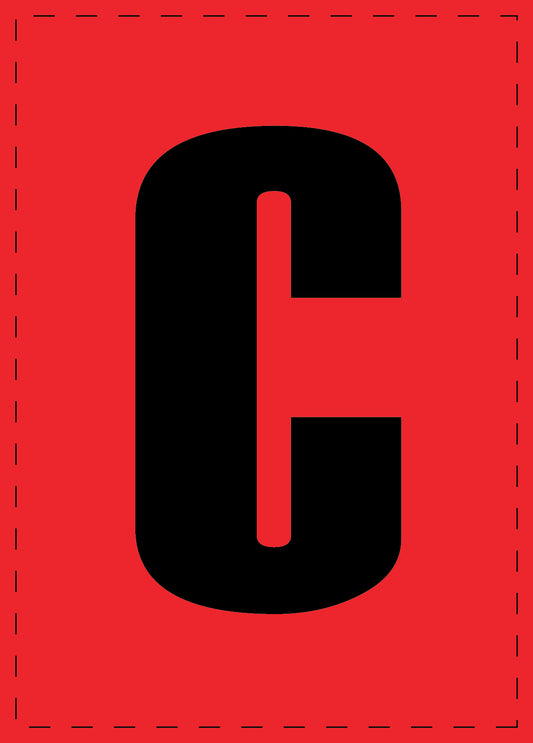 Buchstabe C Klebebuchstaben und Zahlenaufkleber schwarze Schrift roter Hintergrund  ES-BGPVC-C