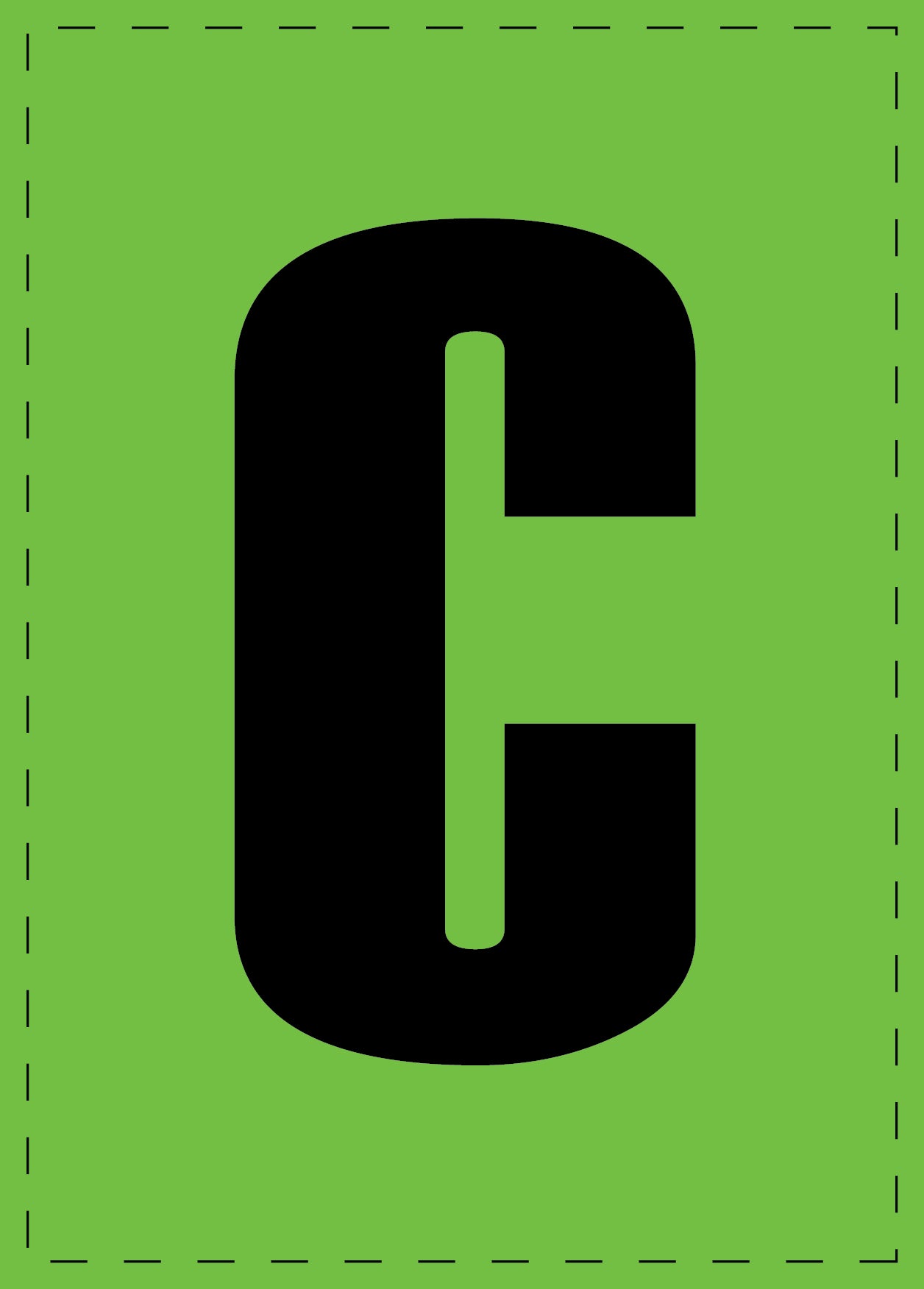 Buchstabe "C" Klebebuchstaben und Zahlenaufkleber schwarze Schrift grüner Hintergrund ES-BGPVC-C
