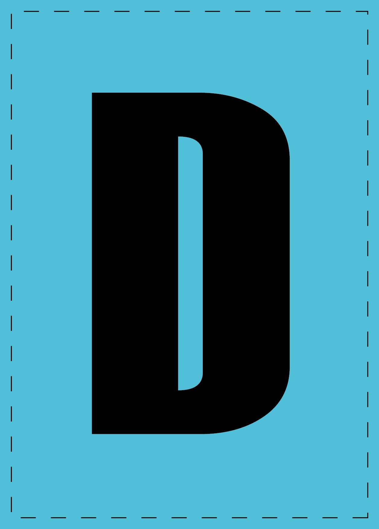 Buchstabe D Klebebuchstaben und Zahlenaufkleber schwarze Schrift BLAU Hintergrund ES-BGPVC-D-50