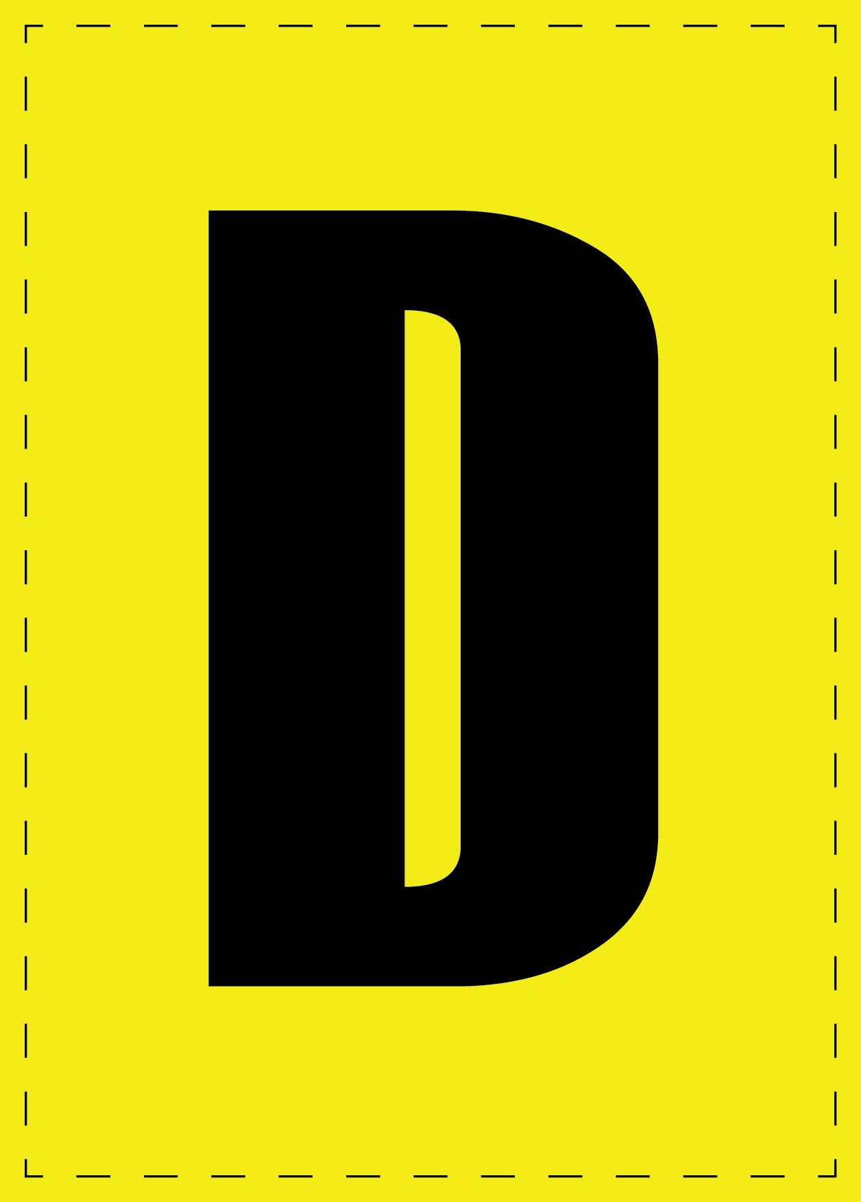 Buchstabe D Klebebuchstaben und Zahlenaufkleber schwarze Schrift gelber Hintergrund ES-BGPVC-D-3
