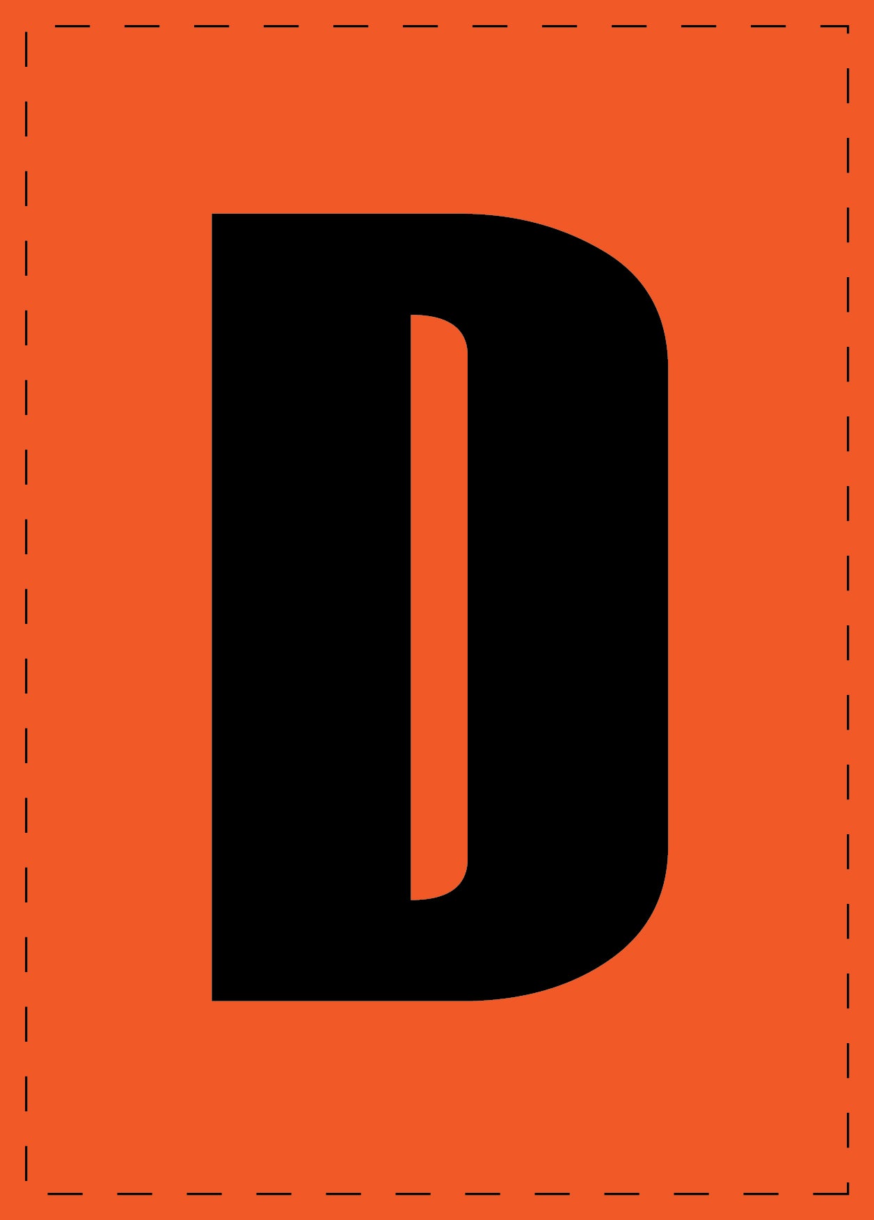 Klebebuchstaben "D" und Zahlenaufkleber schwarze Schrift orange Hintergrund ES-BGPVC-D