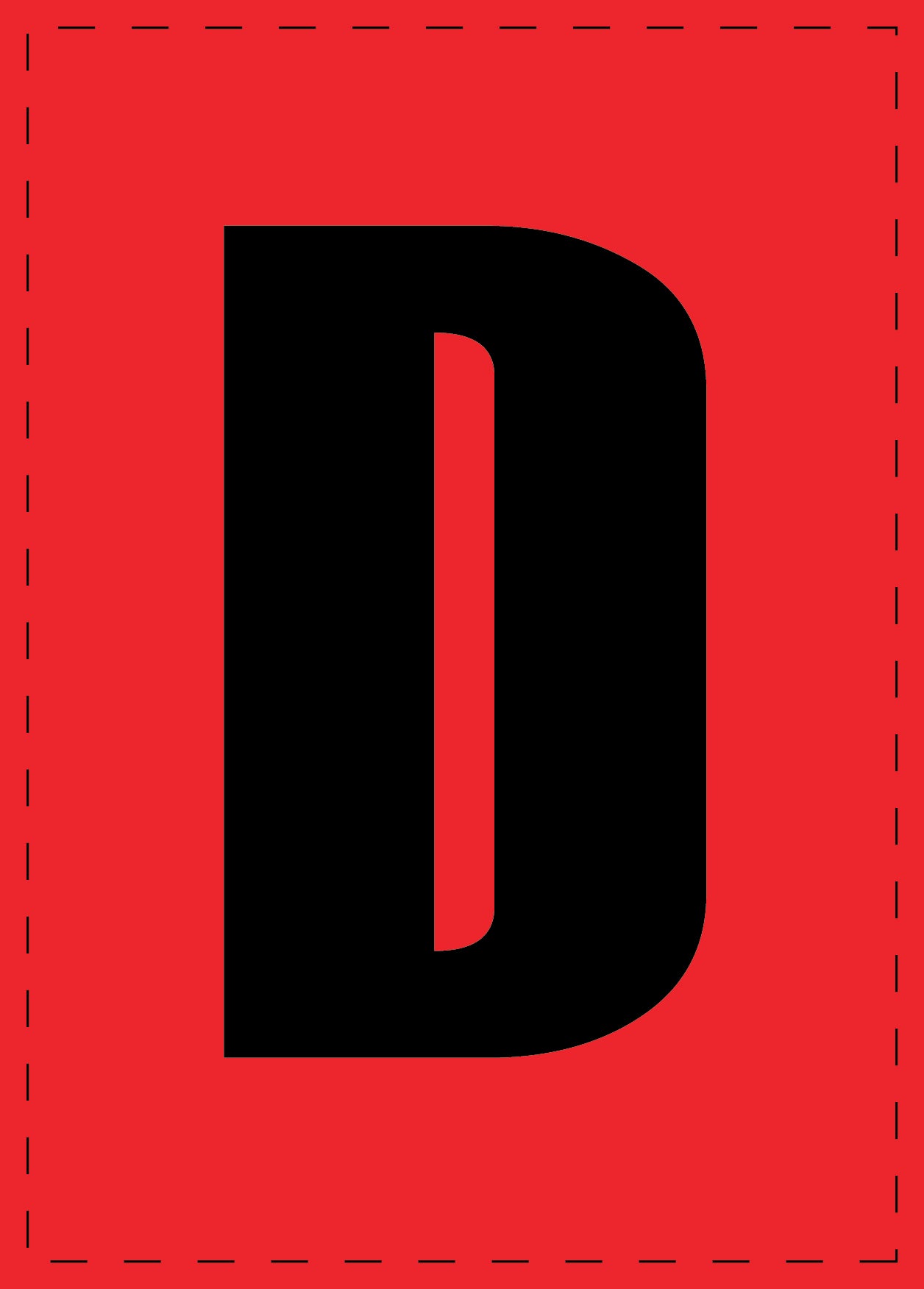 Buchstabe D Klebebuchstaben und Zahlenaufkleber schwarze Schrift roter Hintergrund ES-BGPVC-D