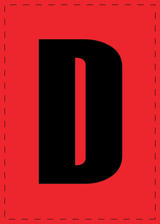 Buchstabe D Klebebuchstaben und Zahlenaufkleber schwarze Schrift roter Hintergrund  ES-BGPVC-D