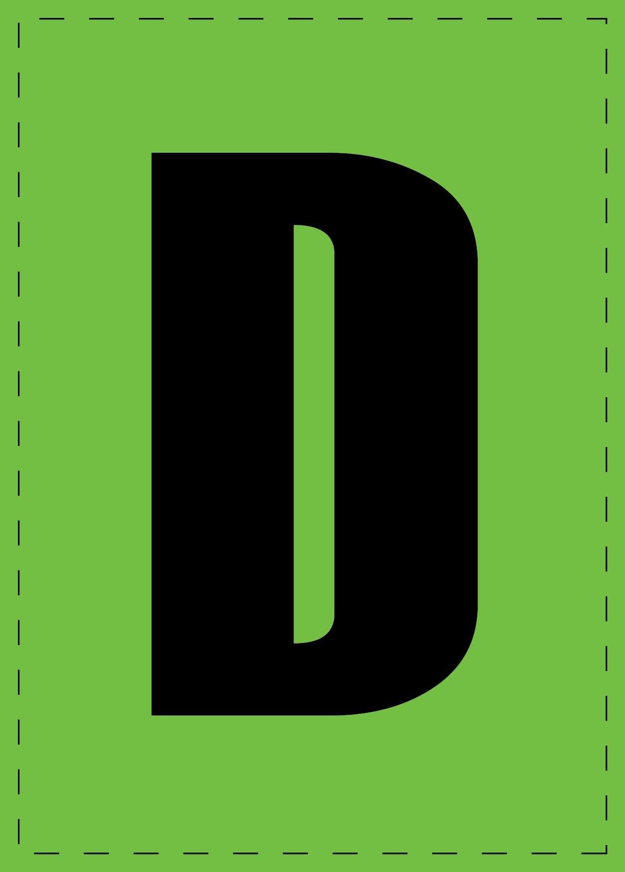 Buchstabe "D" Klebebuchstaben und Zahlenaufkleber schwarze Schrift grüner Hintergrund ES-BGPVC-D