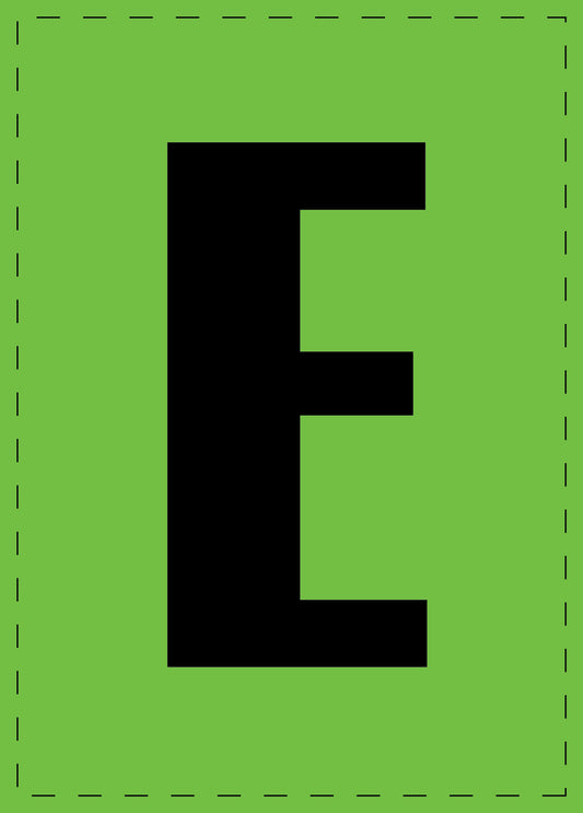 Buchstabe "E" Klebebuchstaben und Zahlenaufkleber  schwarze Schrift grüner Hintergrund  ES-BGPVC-E