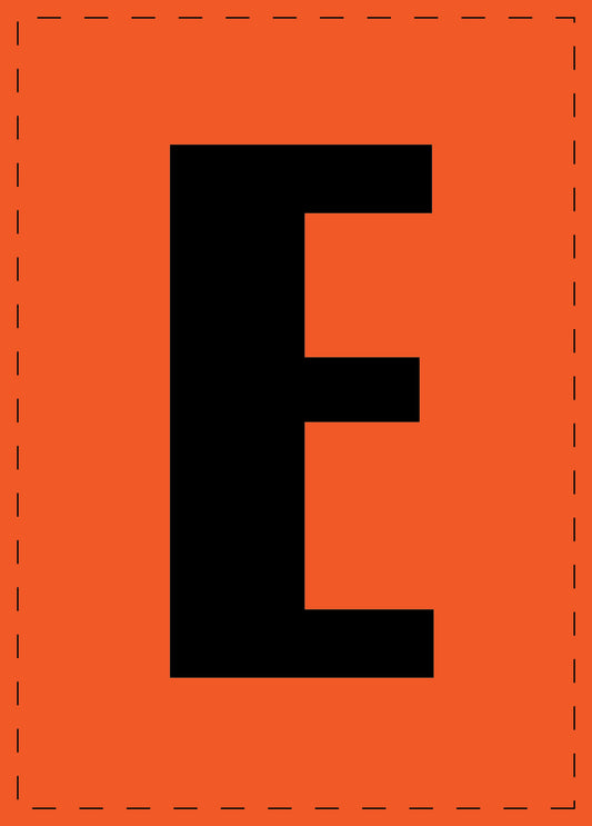 Klebebuchstaben "E" und Zahlenaufkleber schwarze Schrift orange Hintergrund  ES-BGPVC-E