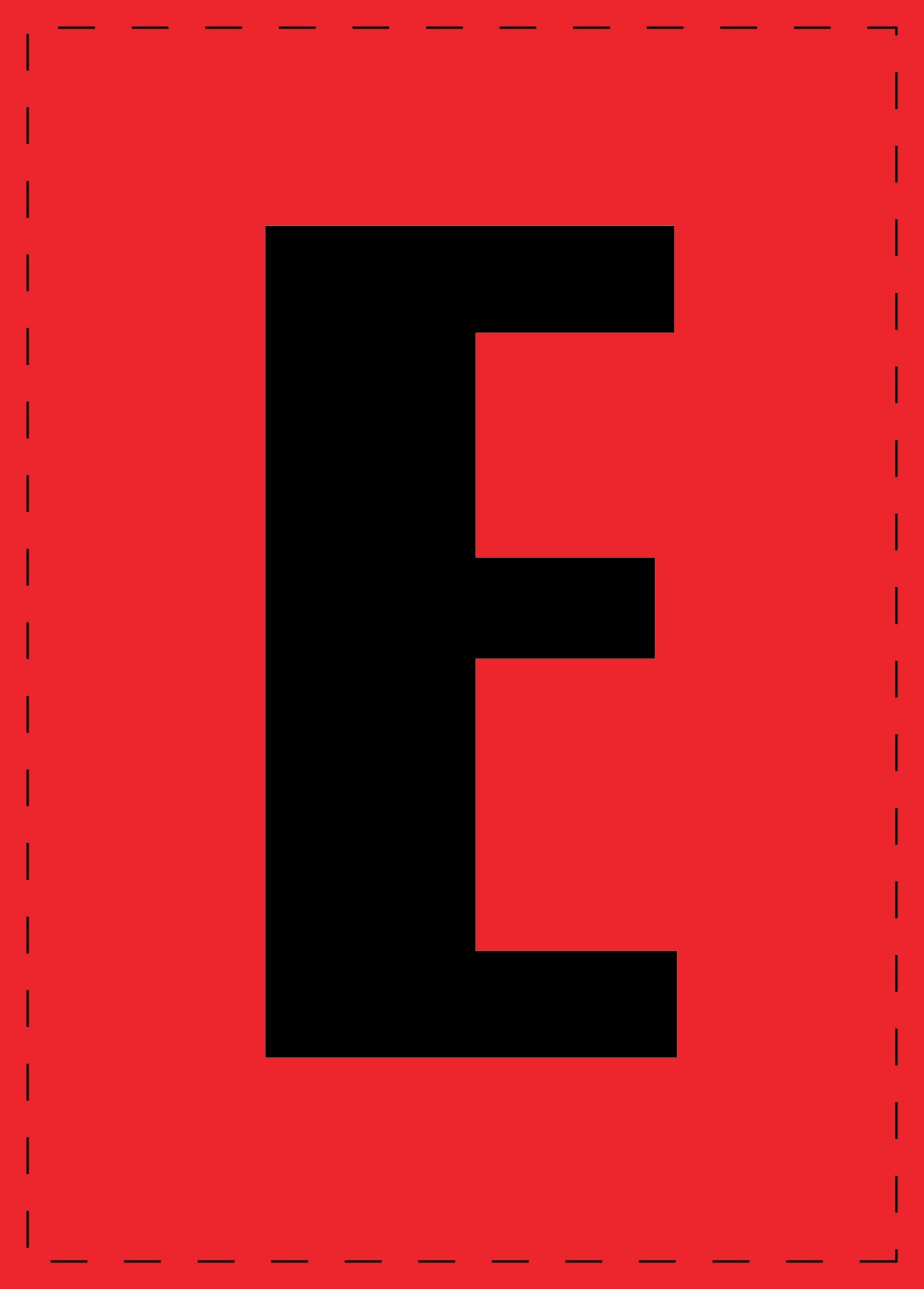 Buchstabe E Klebebuchstaben und Zahlenaufkleber schwarze Schrift roter Hintergrund ES-BGPVC-E