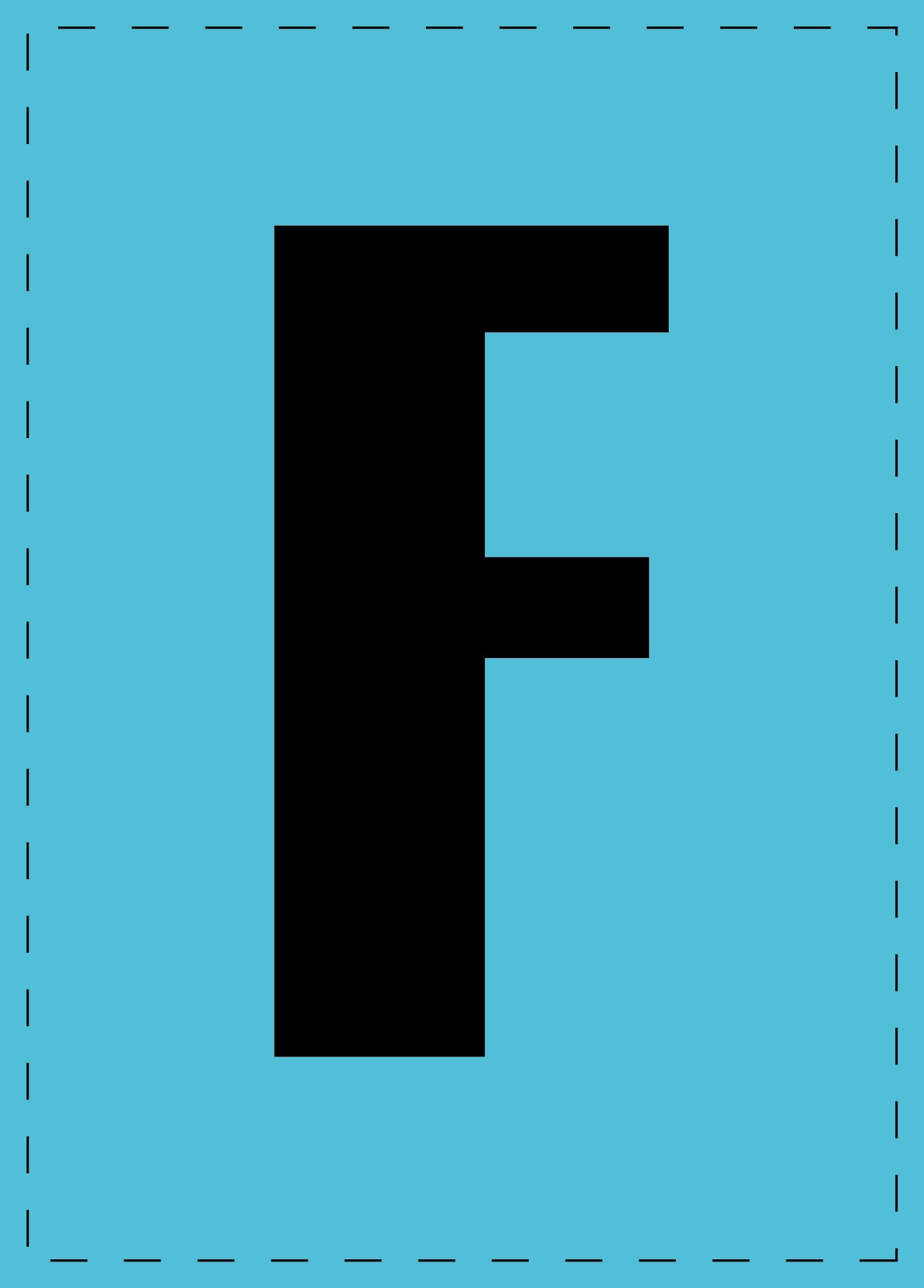 Buchstabe F Klebebuchstaben und Zahlenaufkleber schwarze Schrift BLAU Hintergrund ES-BGPVC-F-50