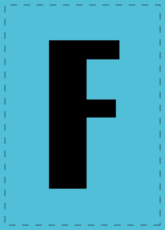 Buchstabe F Klebebuchstaben und Zahlenaufkleber schwarze Schrift BLAU Hintergrund  ES-BGPVC-F-50