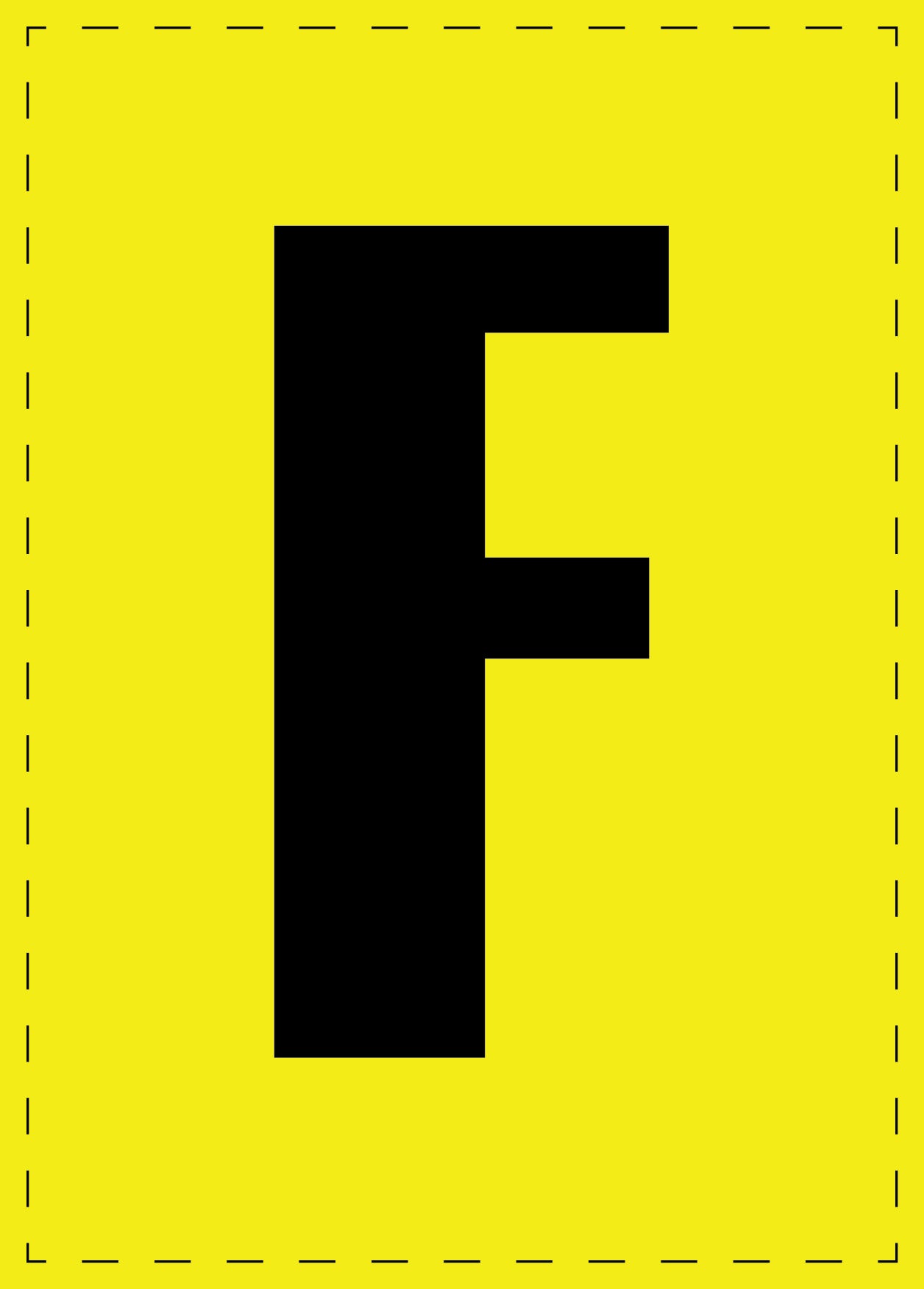 Buchstabe F Klebebuchstaben und Zahlenaufkleber schwarze Schrift gelber Hintergrund ES-BGPVC-F-3