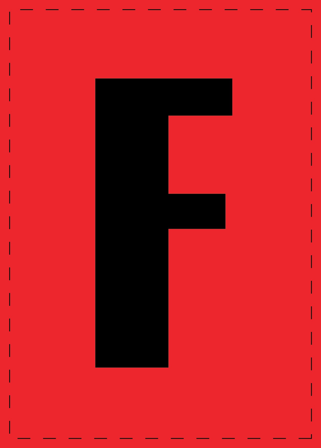 Buchstabe F Klebebuchstaben und Zahlenaufkleber schwarze Schrift roter Hintergrund ES-BGPVC-F
