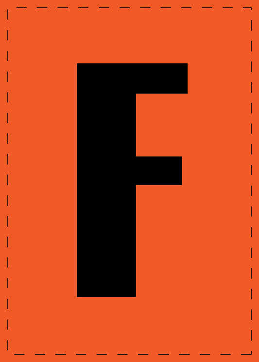 Klebebuchstaben "F" und Zahlenaufkleber schwarze Schrift orange Hintergrund  ES-BGPVC-F