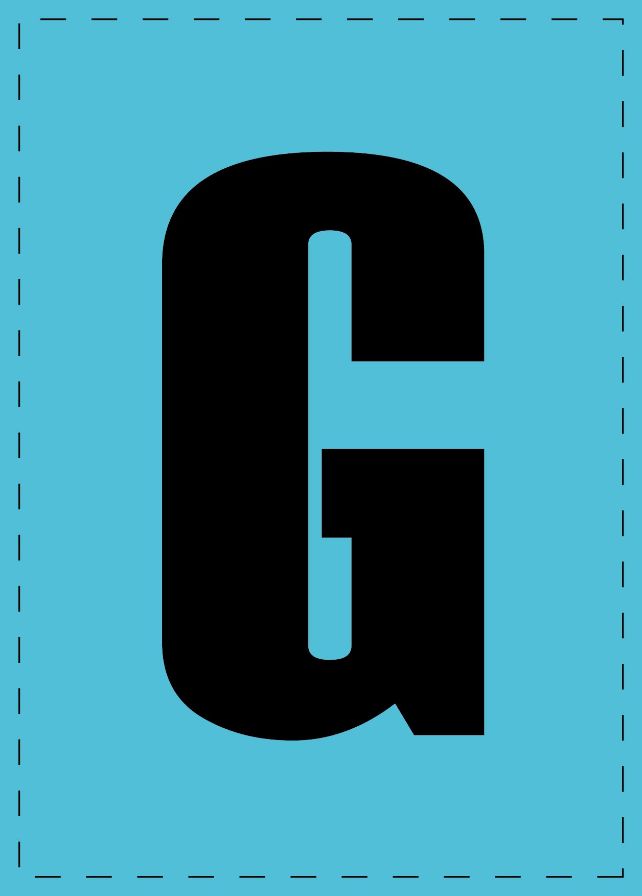 Buchstabe G Klebebuchstaben und Zahlenaufkleber schwarze Schrift BLAU Hintergrund ES-BGPVC-G-50