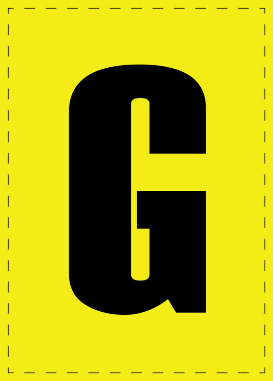 Buchstabe G Klebebuchstaben und Zahlenaufkleber schwarze Schrift gelber Hintergrund  ES-BGPVC-G-3