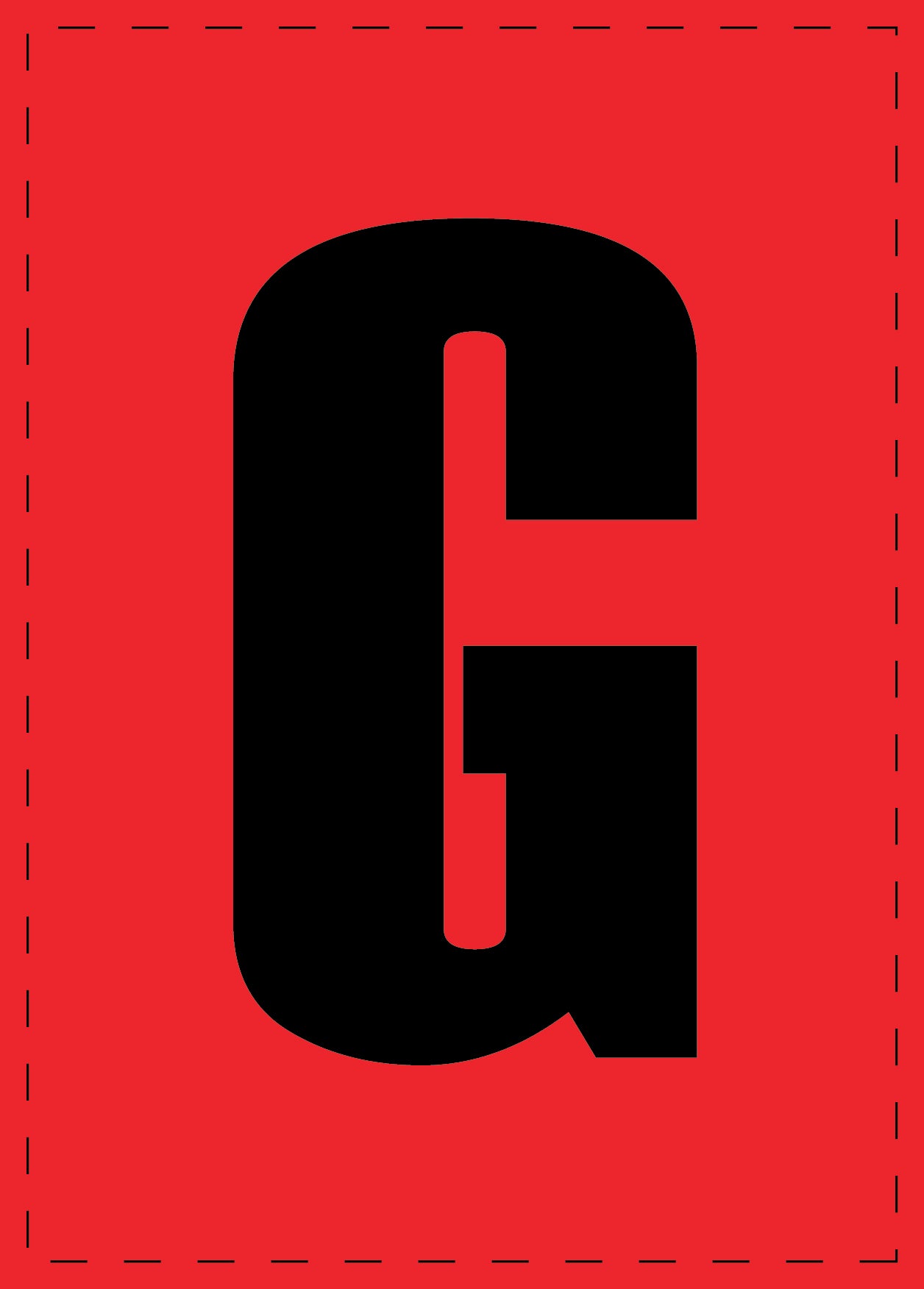 Buchstabe G Klebebuchstaben und Zahlenaufkleber schwarze Schrift roter Hintergrund ES-BGPVC-G