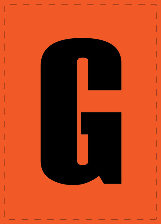 Klebebuchstaben "G" und Zahlenaufkleber schwarze Schrift orange Hintergrund  ES-BGPVC-G