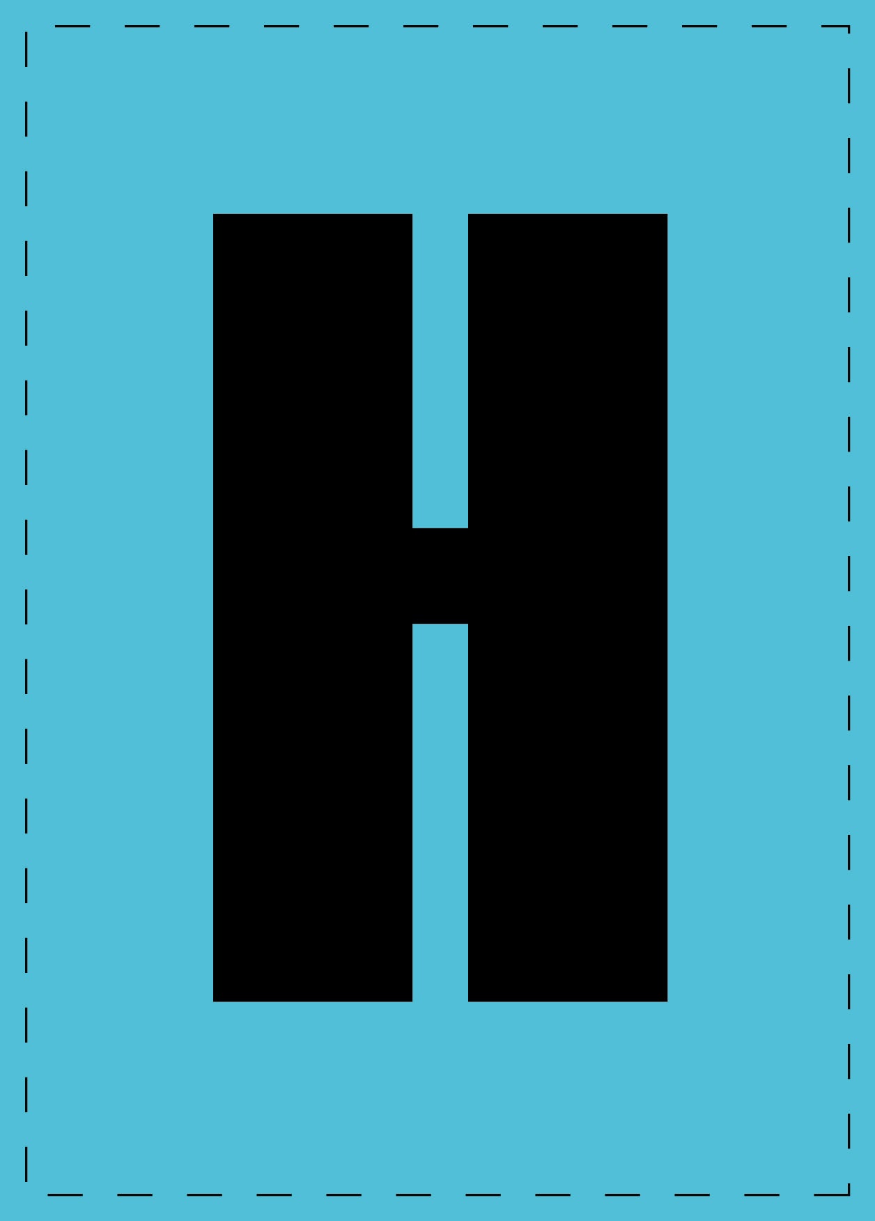 Buchstabe H Klebebuchstaben und Zahlenaufkleber schwarze Schrift BLAU Hintergrund ES-BGPVC-H-50