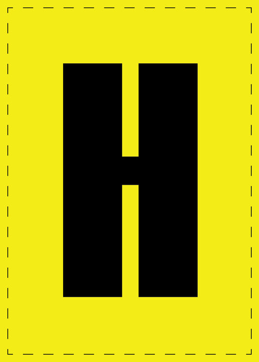 Buchstabe H Klebebuchstaben und Zahlenaufkleber schwarze Schrift gelber Hintergrund  ES-BGPVC-H-3
