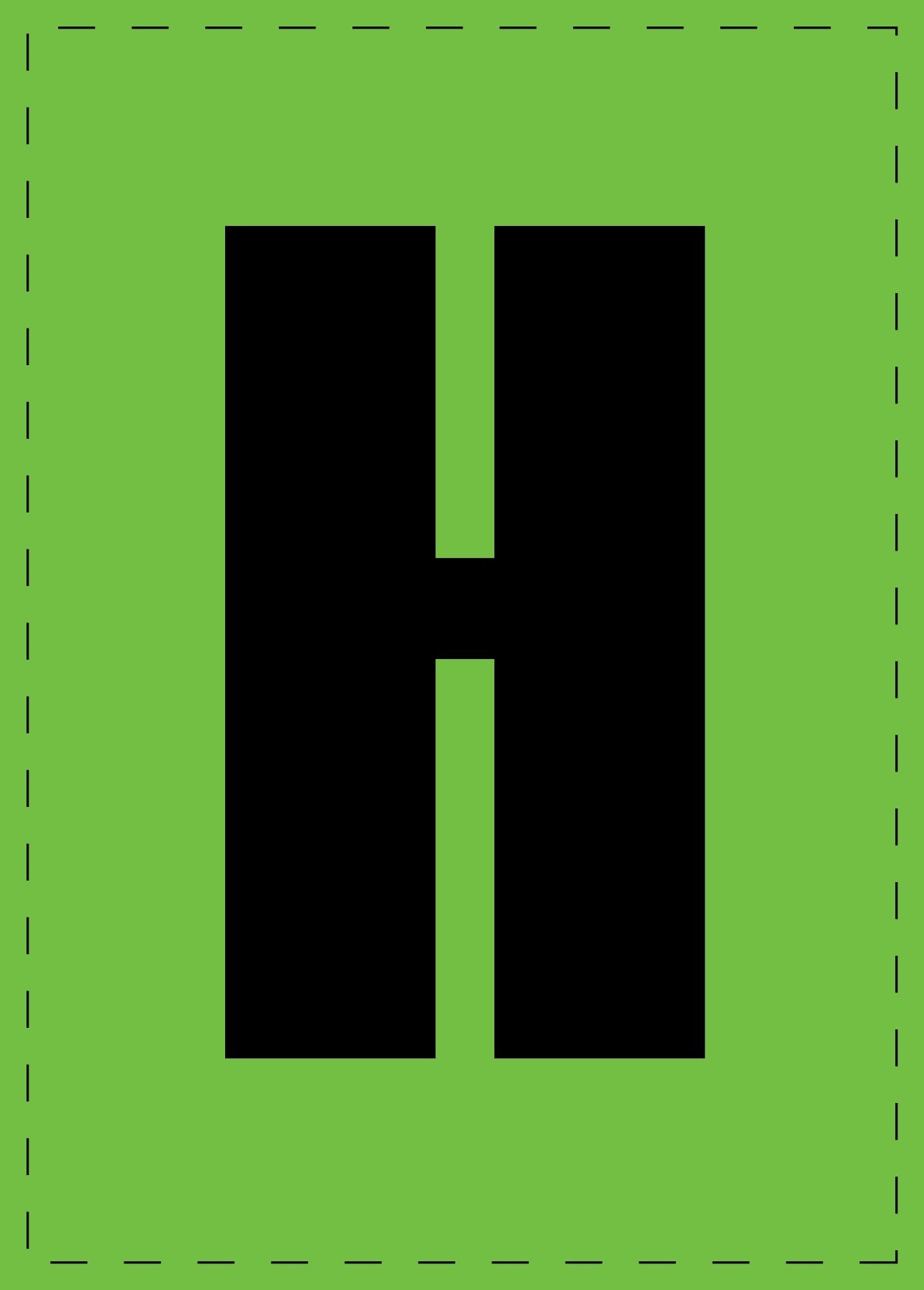 Buchstabe "H" Klebebuchstaben und Zahlenaufkleber schwarze Schrift grüner Hintergrund ES-BGPVC-H