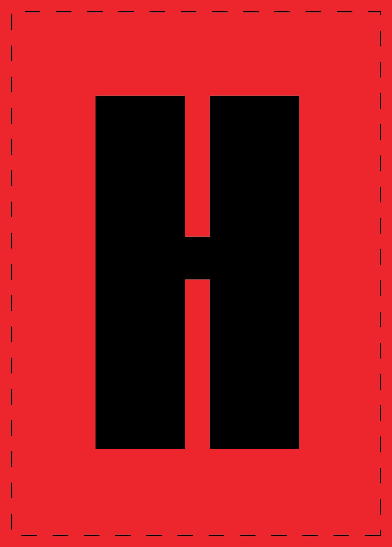 Buchstabe H Klebebuchstaben und Zahlenaufkleber schwarze Schrift roter Hintergrund ES-BGPVC-H