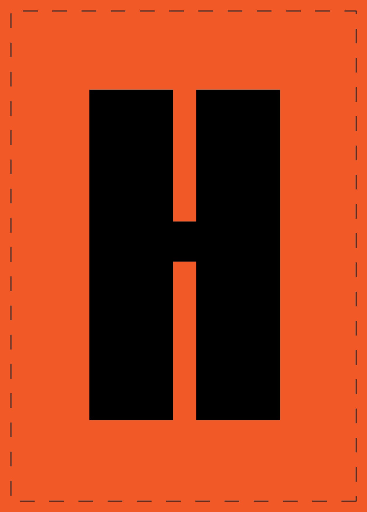 Klebebuchstaben "H" und Zahlenaufkleber schwarze Schrift orange Hintergrund ES-BGPVC-H