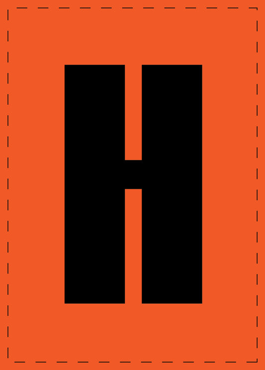 Klebebuchstaben "H" und Zahlenaufkleber schwarze Schrift orange Hintergrund  ES-BGPVC-H