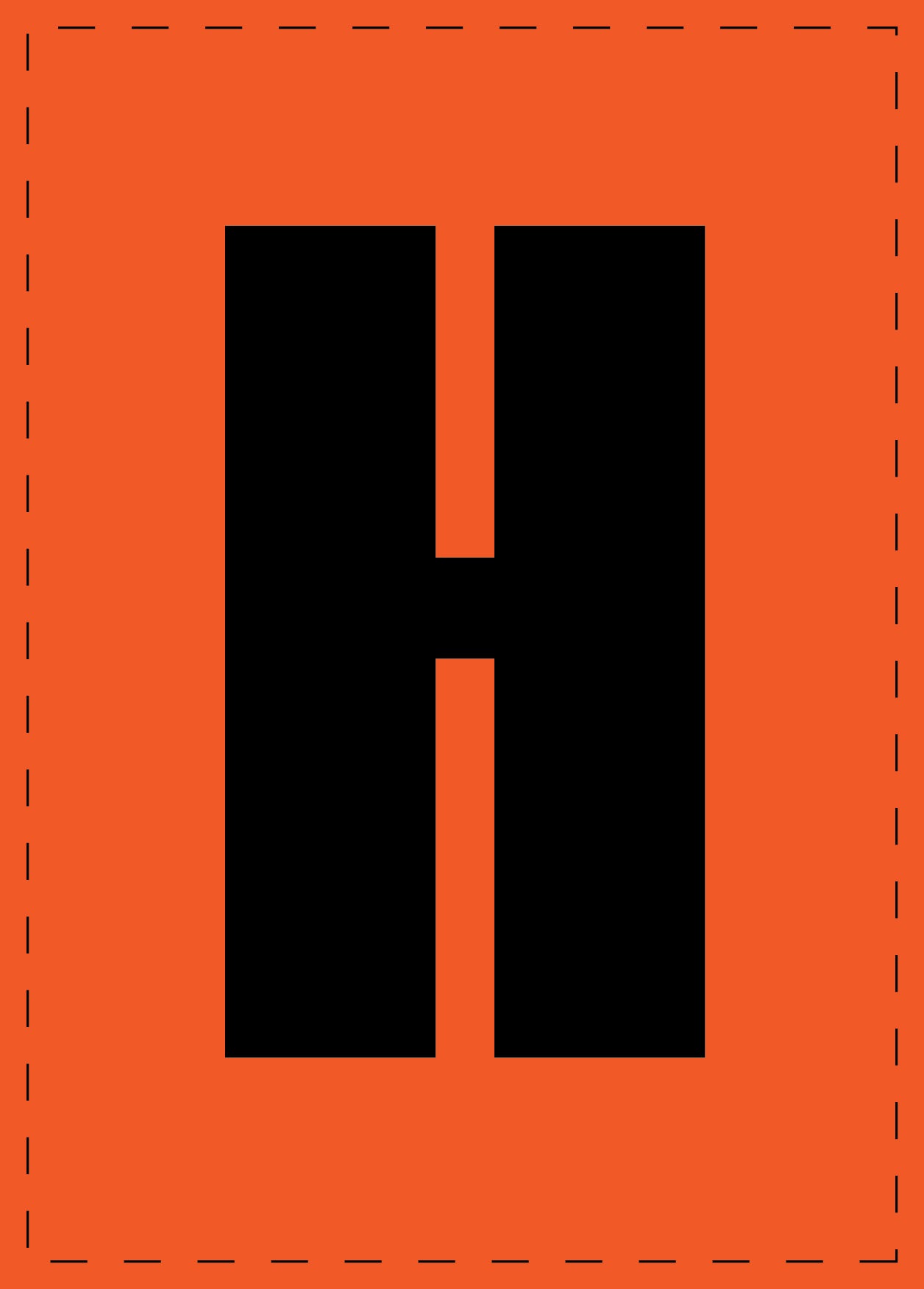 Klebebuchstaben "H" und Zahlenaufkleber schwarze Schrift orange Hintergrund  ES-BGPVC-H