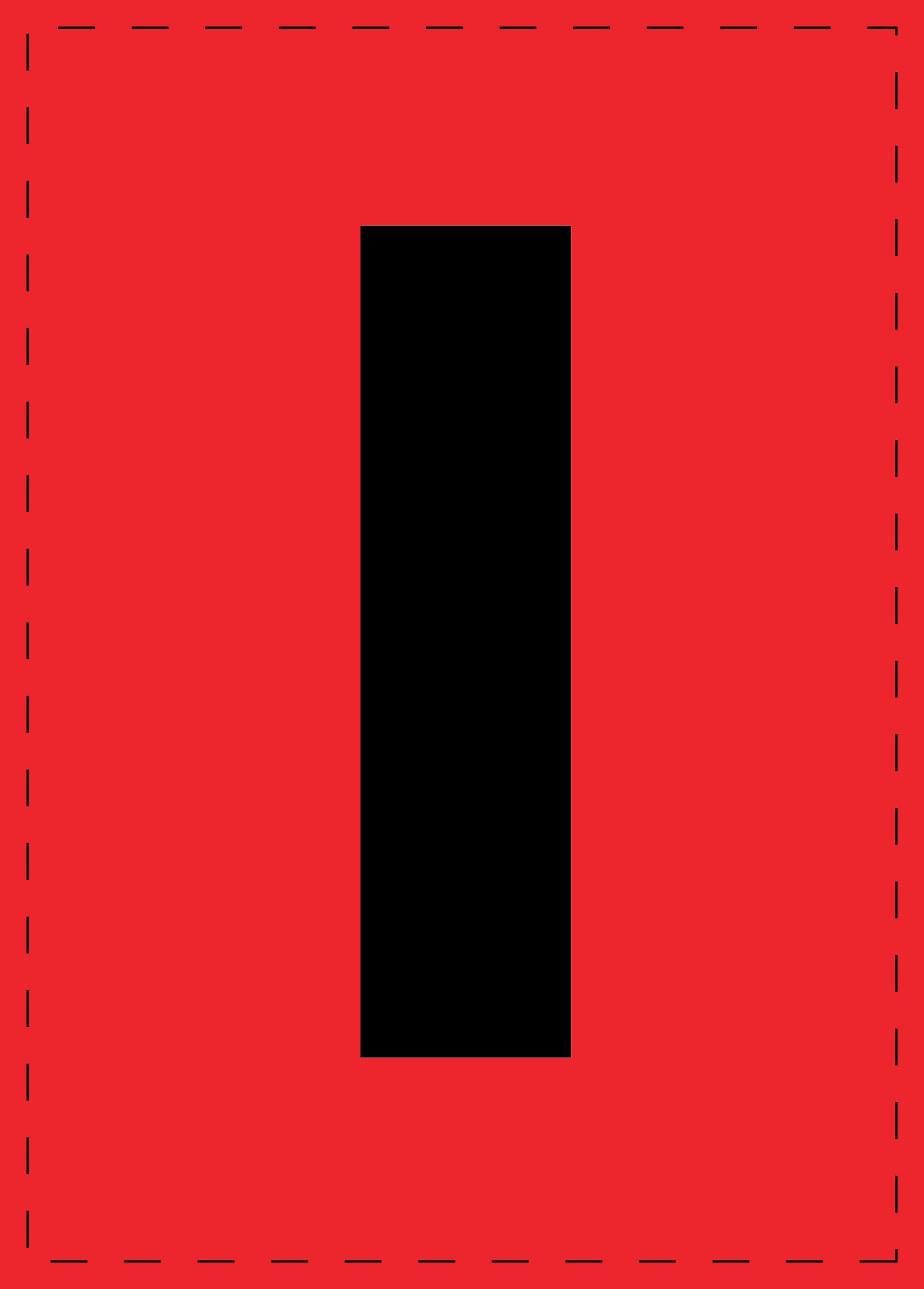 Buchstabe I Klebebuchstaben und Zahlenaufkleber schwarze Schrift roter Hintergrund ES-BGPVC-I