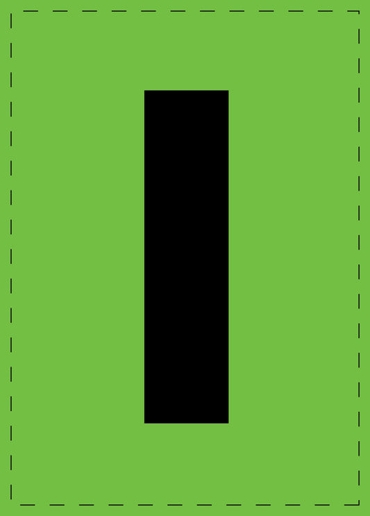 Buchstabe "I" Klebebuchstaben und Zahlenaufkleber  schwarze Schrift grüner Hintergrund  ES-BGPVC-I