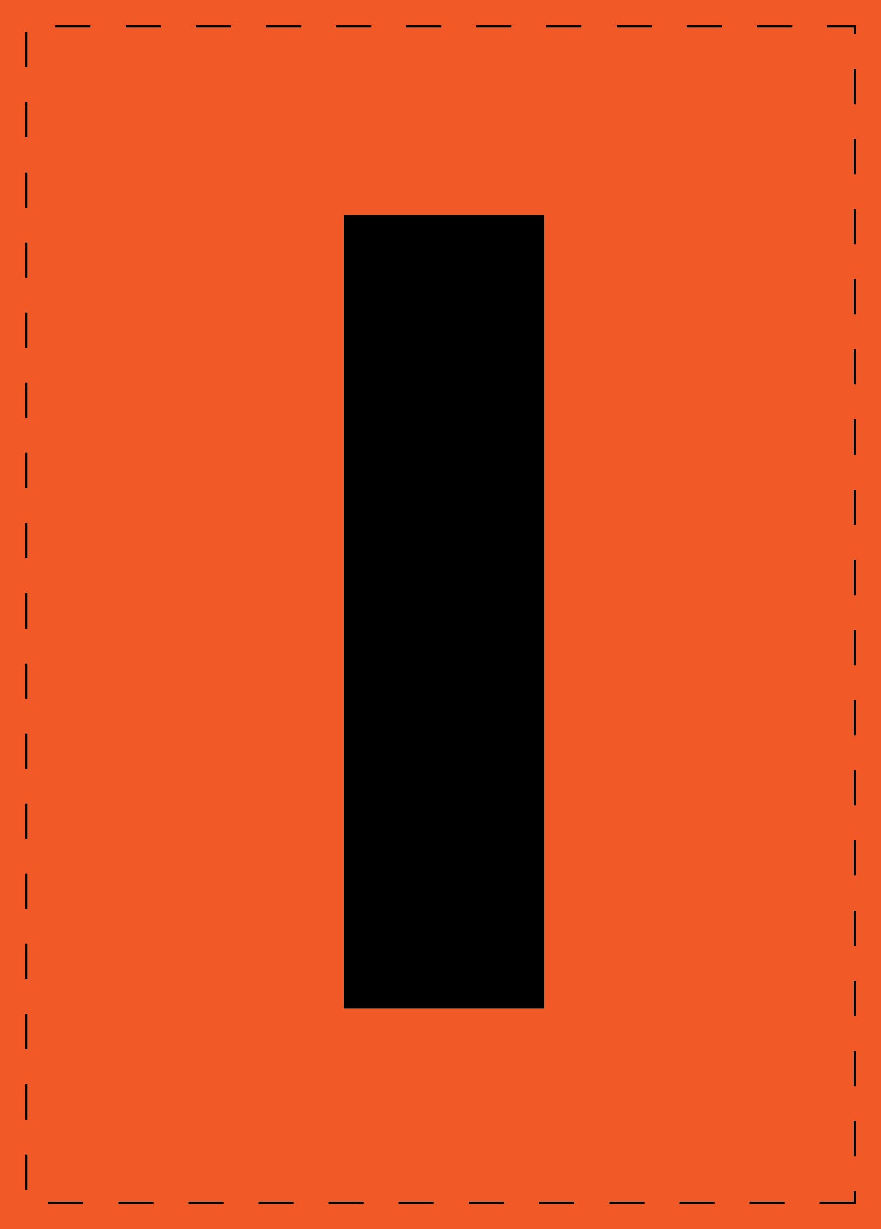 Klebebuchstaben "I" und Zahlenaufkleber schwarze Schrift orange Hintergrund ES-BGPVC-I