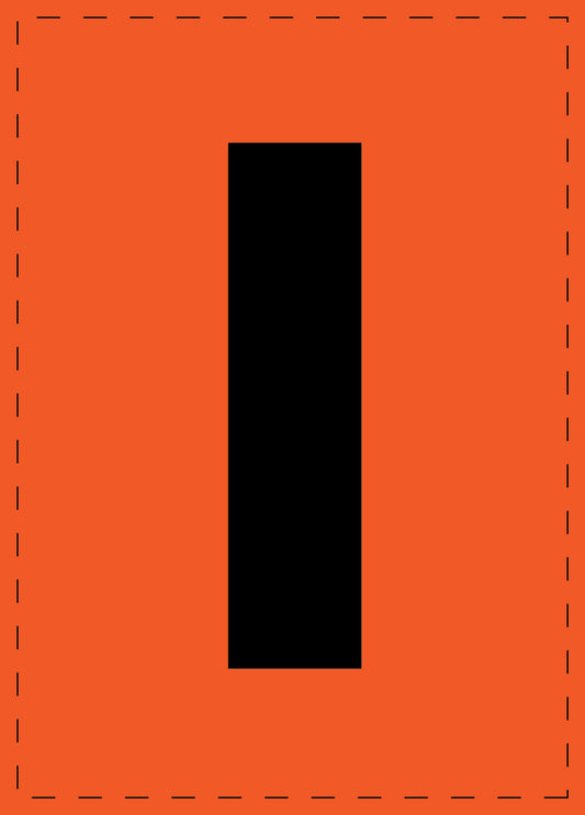 Klebebuchstaben "I" und Zahlenaufkleber schwarze Schrift orange Hintergrund  ES-BGPVC-I