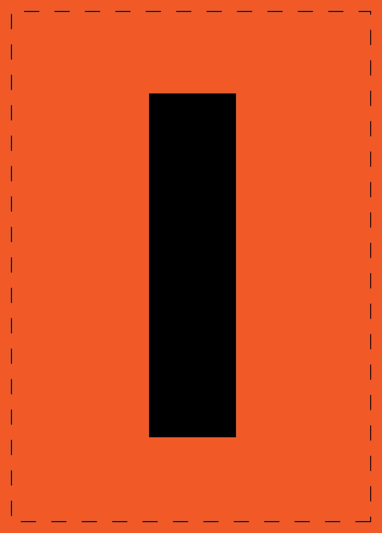 Klebebuchstaben "I" und Zahlenaufkleber schwarze Schrift orange Hintergrund  ES-BGPVC-I