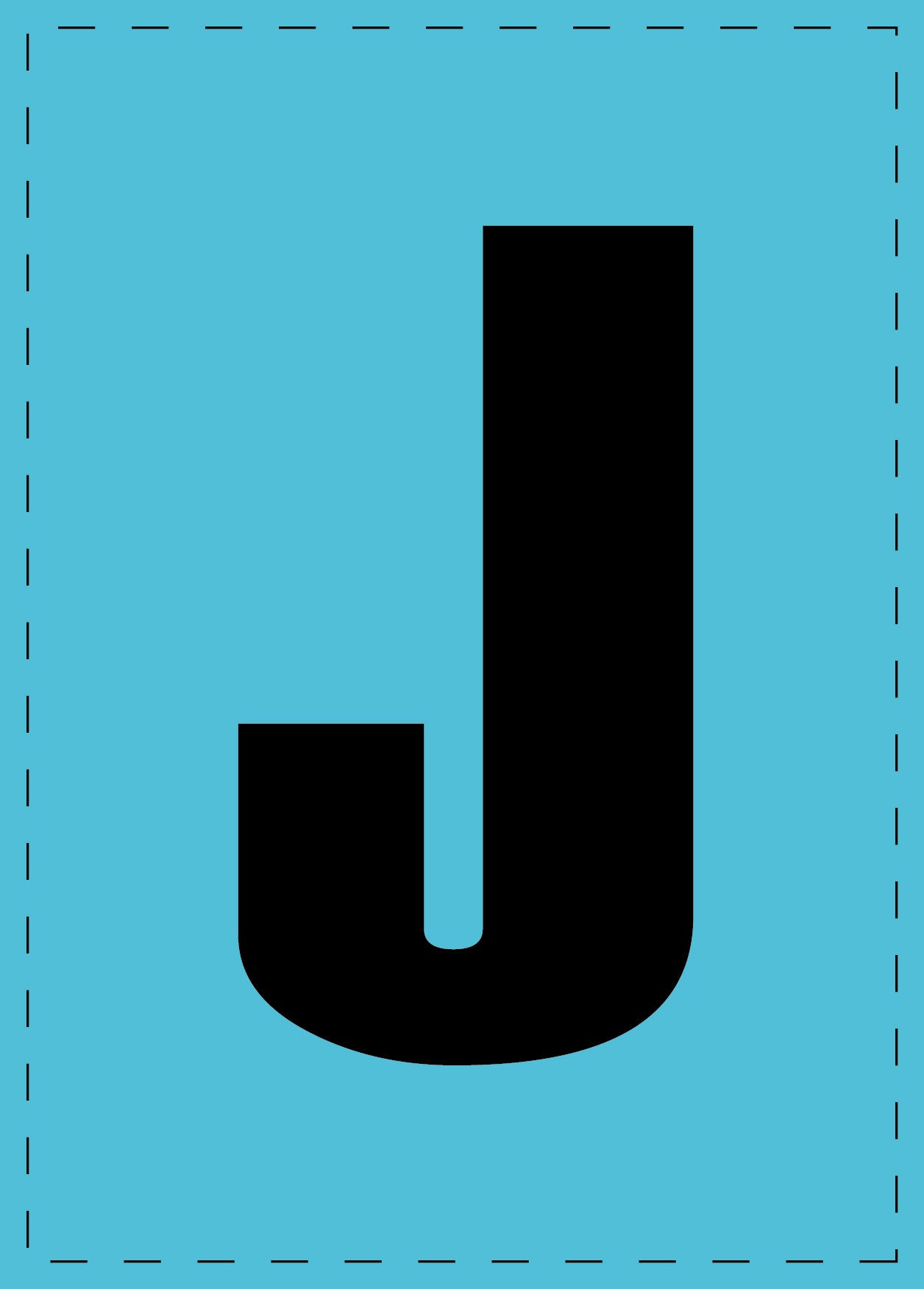 Buchstabe J Klebebuchstaben und Zahlenaufkleber schwarze Schrift BLAU Hintergrund ES-BGPVC-J-50